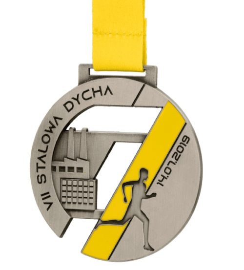 Medal odlewany Stalowa Dycha na żółtej wstążce