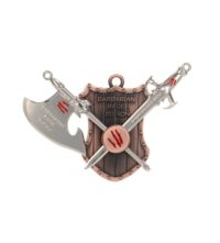 Medal odlewany barbarian race w kształcie skrzyżowangeo miecza z toporem na tarczy