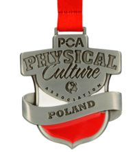 Medal odlewany physical culture na czerwonej wstążce