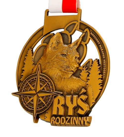 Medal odlewany rodzinny maraton przyrodniczy ryś