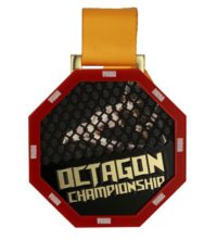 Medal z nadrukiem q-medals Premium-Octagon Championshipp na żółtej wstążce