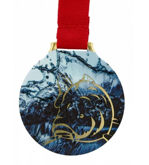 Medal z nadrukiem q-medals standard plus karp - medal na złotej podstawie z kolorowym nadrukiem