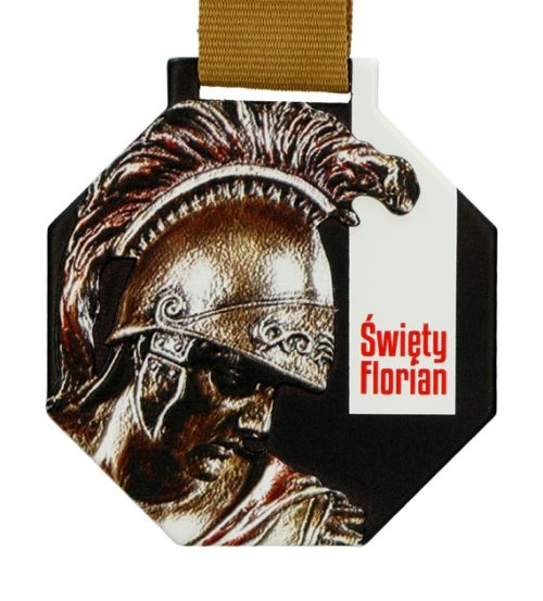Święty Florian. Medal z nadrukiem q-medals standard plus - medal zawieszony na brązowej wstążce