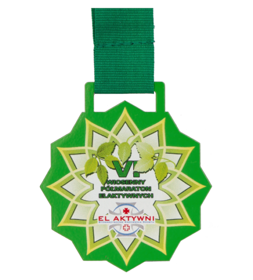 Medal na VI Wiosenny Półmaraton Elaktywnych to kolorowy medal z serii Q-Medals - przód