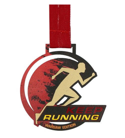 Medal LaserCut Keep Running Warsaw Edition złoty przód
