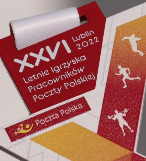 Medal LaserCut na XVI Letnie Igrzyska Pracowników Poczty Polskiej detal