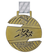 Medal na Ogólnopolski Bieg Raszyński to wysokiej jakości medal odlewany, który wyróżnia się wyrazistą kolorystyką - przód