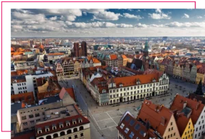Widok na stare miasto we Wrocławiu