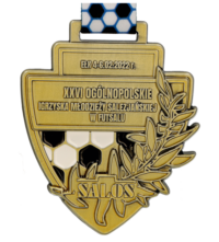 Medal odlewany na XXVI Ogólnopolskie Mistrzostwa Młodzieży Salezjańskiej w futsalu - złoto przód