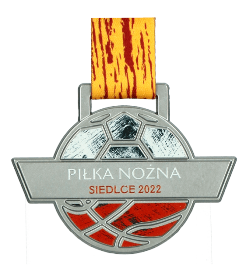 Medal Liga Akademicka Siedlce 2022 o klasycznym kształcie przełamanym nowoczesną linią - srebro