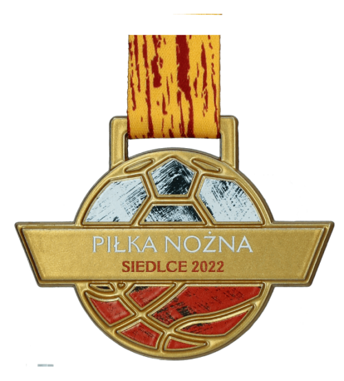 Medal Liga Akademicka Siedlce 2022 o klasycznym kształcie przełamanym nowoczesną linią - złoto