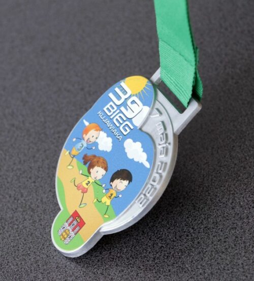 Medal na Bieg Kujawiaka z kolorowym nadrukiem dla dzieci