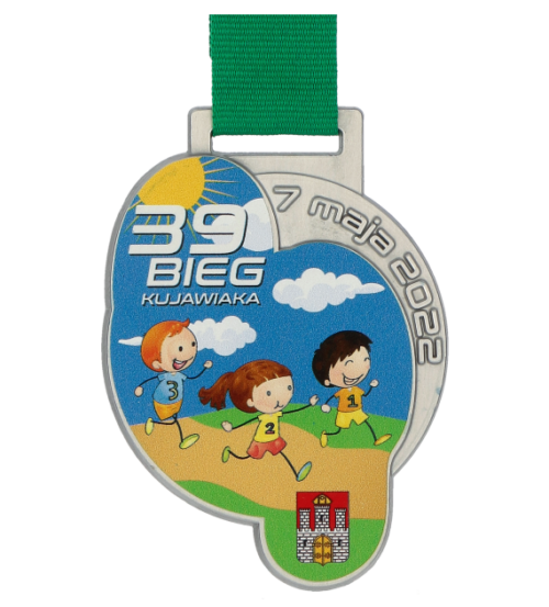 Medal na Bieg Kujawiaka z kolorowym nadrukiem dla dzieci - przód