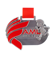 Medal odlewany na AML Junior z trójwymiarowymi zdobieniami i kolorowym wypełnieniem wyrazistą farbą - przód