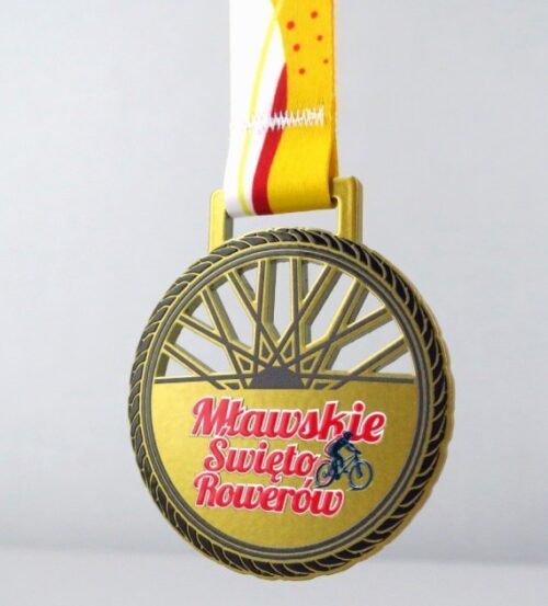 Medal na Mławskie Święto Rowerów cięty laserowo z kolarskim motywem