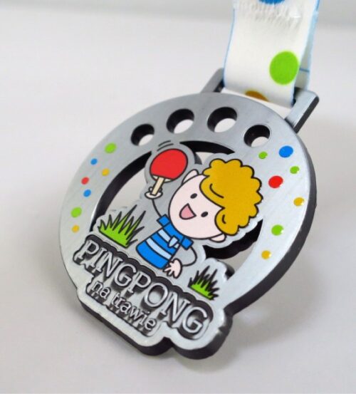 Medal na Ping Pong na Trawie w okrągłym kształcie z kolorowym nadrukiem