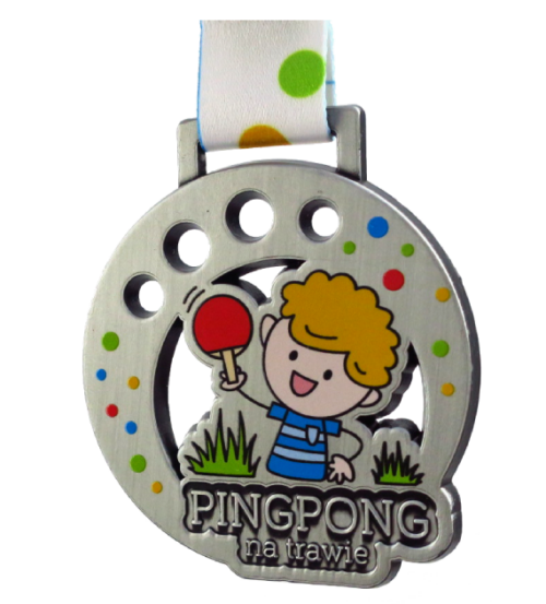 Medal na Ping Pong na Trawie w okrągłym kształcie z kolorowym nadrukiem - bok