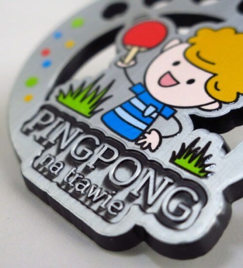 Medal na Ping Pong na Trawie w okrągłym kształcie z kolorowym nadrukiem - detal