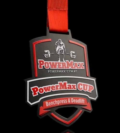 Medal na PowerMax Cup wykonany za pomocą cięcia laserowego z kolorowym nadrukiem UV