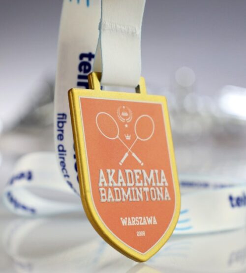 Medal na Turniej Telnap Telecam Cup w kształcie logo organizatora - wstążka