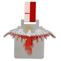 Medal na Bieg Patriotów cięty laserowo z kolorowym nadrukiem orła - przód