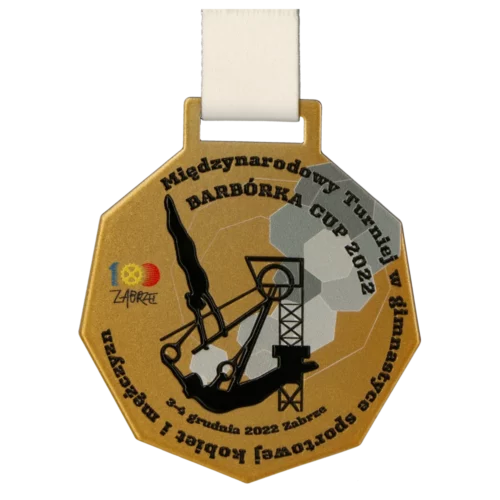 Medal na Barbórka Cup z trójwymiarowym, kolorowym nadrukiem w trzech wersjach kolorystycznych - przód