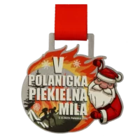 Medal Polanicka Piekielna Mila o oryginalnym kształcie z motywem mikołajkowym - przód
