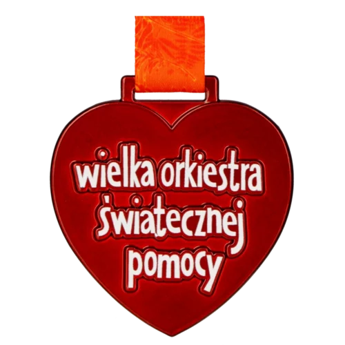Czerwony Medal w Kształcie Serca z Wielkiej Orkiestry Świątecznej Pomocy WOŚP