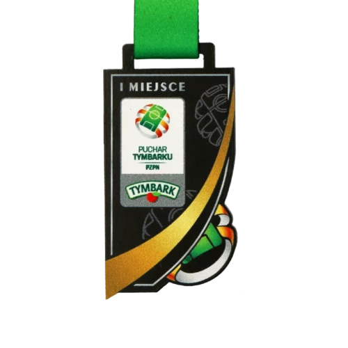 Medal Czarny z Kolorowym Nadrukiem w Motywie Piłkarskim