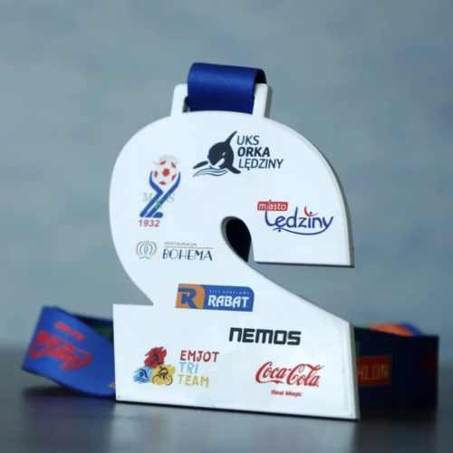 Niebieski Medal w Kształcie Liczby 2 Lędziński Cross Triathlon 2023